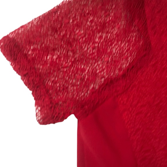 Dynamite Red Lace Sleeve Peplum Top - Picture 6 of 9